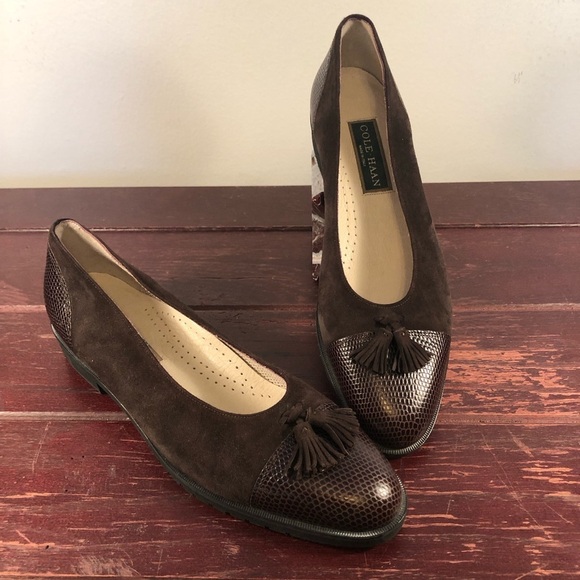 Cole Haan Shoes - Cole Haan Women's Brown Suede/Leather Flats with Tassel Size 9AA NWT